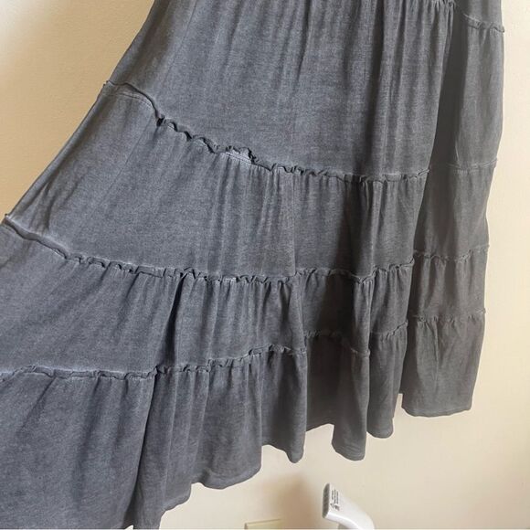 Umgee 100% Cotton Moonlit Walk Tiered Dress - Charcoal Large - Picture 4 of 9